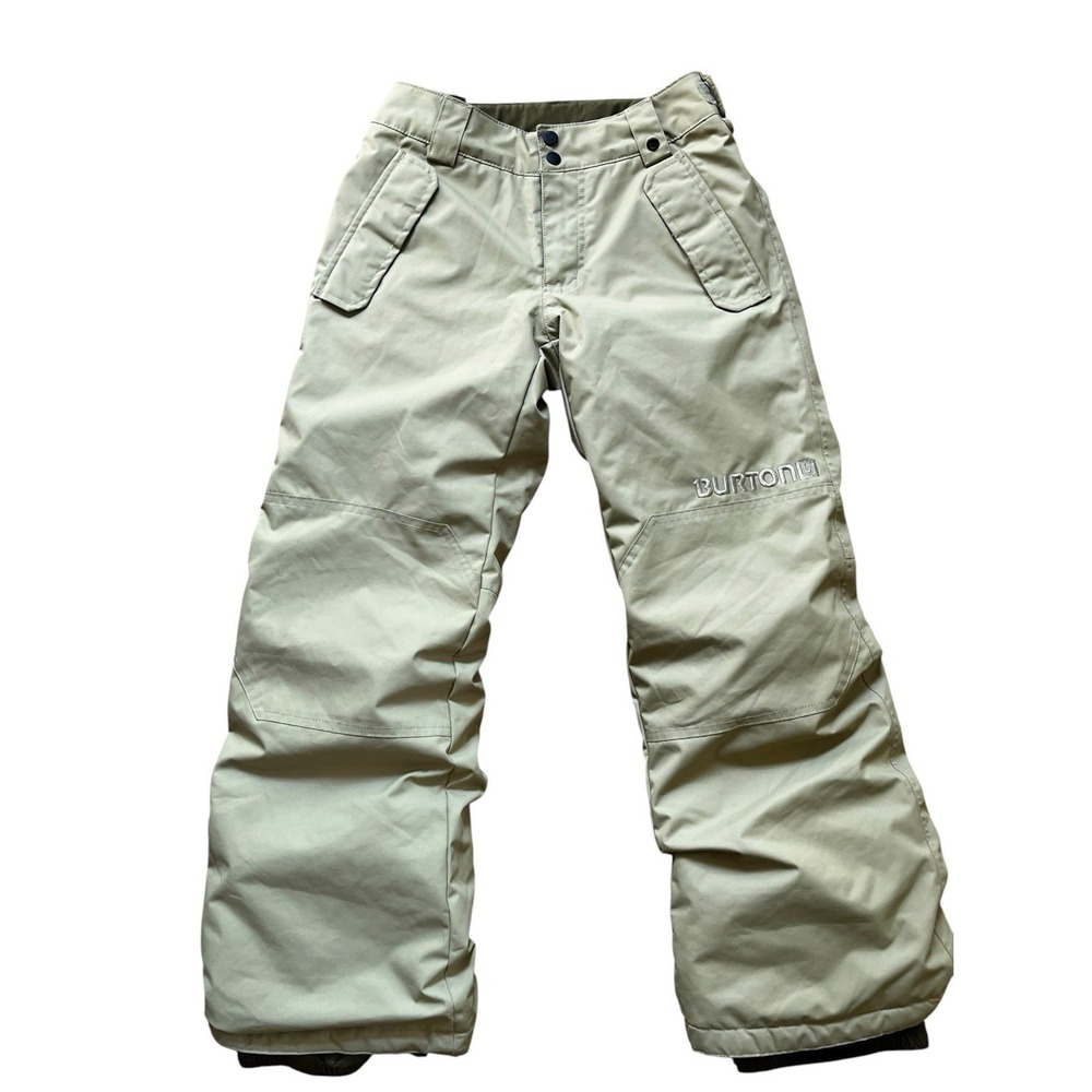 Burton Barnstorm Snowboard Pants Youth Medium Beige Insulated Room-To-Grow 10/12